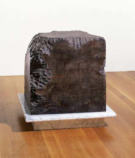 Sculpture in chocolate by Janine Antoni titled "Gnaw"