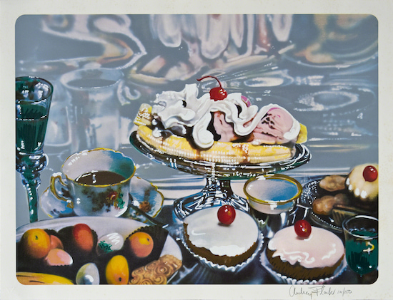 Print by Audrey Flack titled Banana Split Sundae (1980)