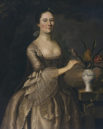 Painting by Joseph Blackburn titled "Portrait of a Woman"