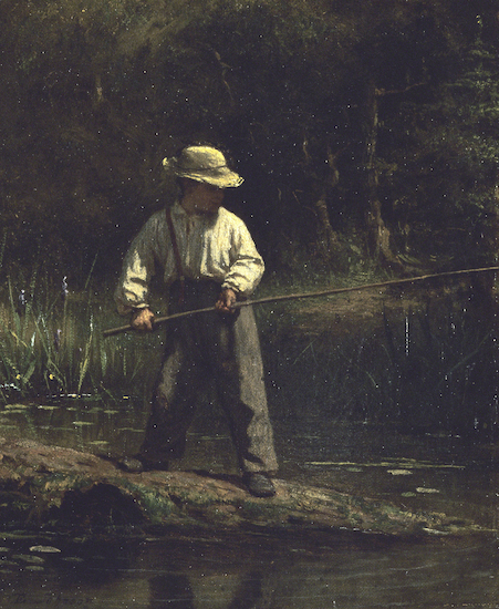 Painting by Eastman Johnson titled "Boy Fishing"