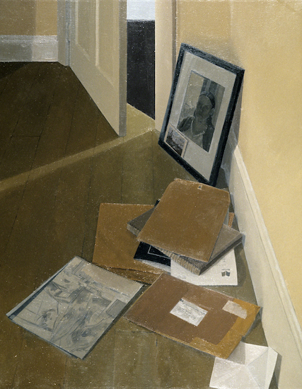 Painting by Catherine Murphy titled Still Life with Envelopes.