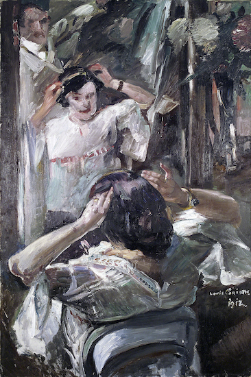 Painting by Lovis Corinth titled "At the Mirror"