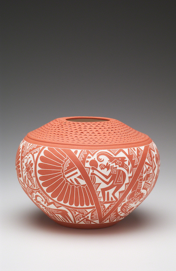 Ceramic vessel titled Traditional Coiled Vase by Ergil Vallo.