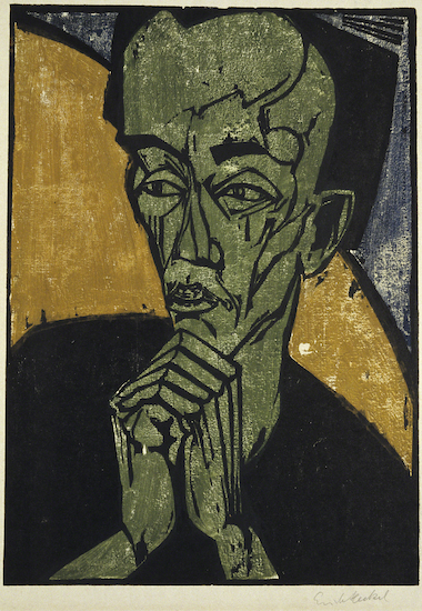 Print by Erich Heckel titled Portrait of a Man (1919).