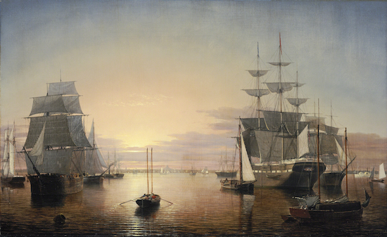 Painting by Fitz Henry Lane titled Boston Harbor.
