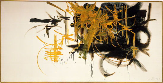 Painting by Georges Mathieu titled For a Definitive Alienation of Logos.