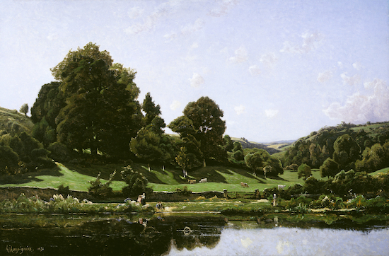 Painting by Henri-Joseph Harpignies titled "Meadow in the Bourbonnais".