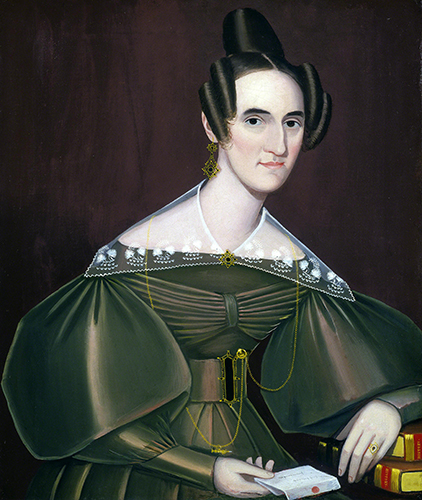 Ammi Phillips (1788–1865, US), Jeannette Woolley, Later Mrs. John Vincent Storm, ca. 1838. 