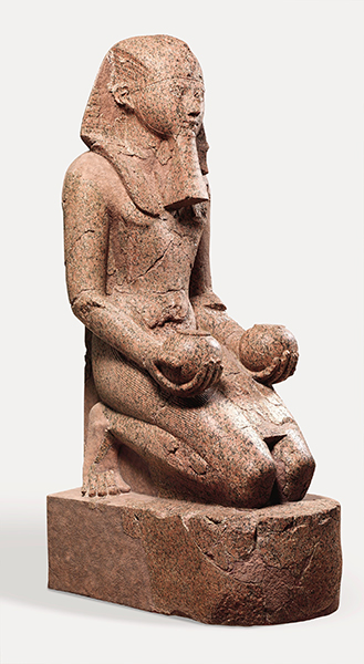 Ancient Egypt, New Kingdom, Kneeling Figure of Hatshepsut, from her funerary complex at Deir-el-Bahri, 1479–1419. 