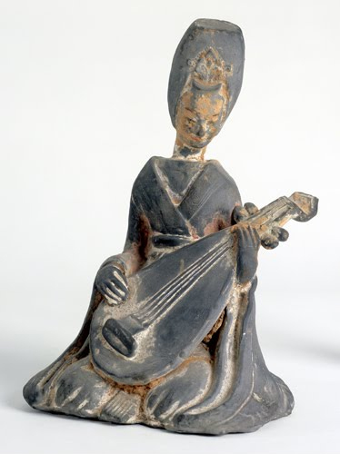 China, Seated Musician, tomb figure, ca. 500–550 CE.