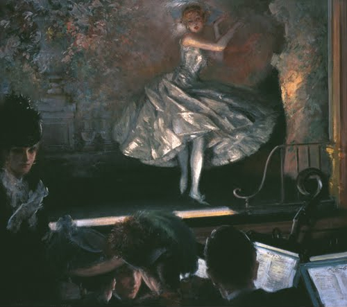 Everett Shinn (1876–1953, US), Dancer in White Before the Footlights, 1910. 