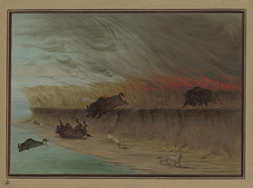 George Catlin (1796–1872, US), Prairie Meadows Burning, 1861/1869. 
