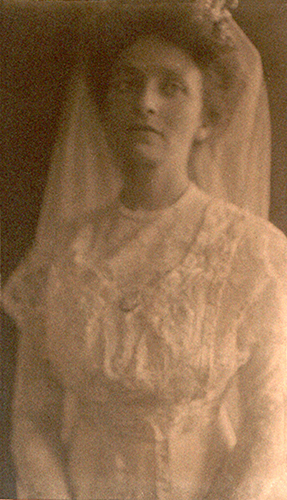 Gertrude Käsebier (1852–1934, US), Portrait of Charlotte S. Albright in White Dress and Veil.