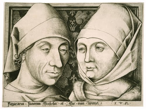 Israhel van Meckenem (1440/1445–1503, Germany), Self-Portrait with His Wife Ida, ca. 1490. 