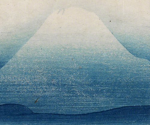 Utagawa Toyokuni III (Kunisada I), View of Fuji from Miho Bay, detail, 1830.