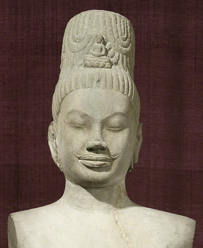 Cambodia, Avalokitesvara (in the Buddhist Lotus Sutra Lord of the World), detail, 600s CE.