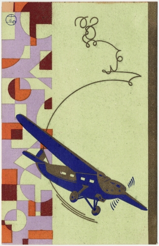 Takahashi Karuka, Postcard: New Year’s Card with Airplane, 1920s. 