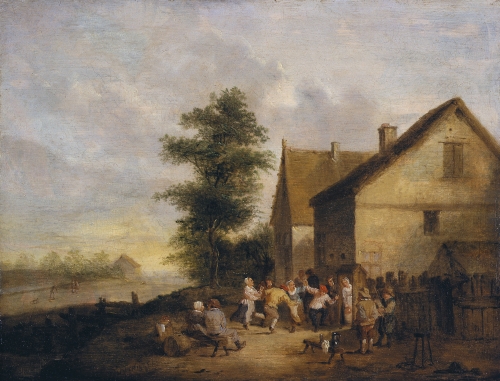 David Teniers the Younger, Peasants Carousing at a Farmhouse on a River Bank, 1600s. 