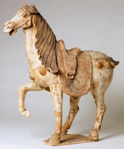  China, Prancing Horse, tomb figure, 600s or 700s CE. 