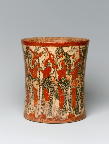 Maya, Cup depicting victorious warriors (members of the Jaguar Guild), ca. 550–950 CE. 