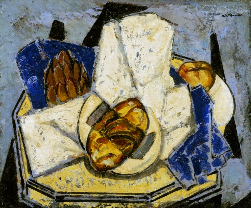 Alfred Maurer (1868–1932, US), Still Life with Artichoke and Bread, ca. 1929–1930.