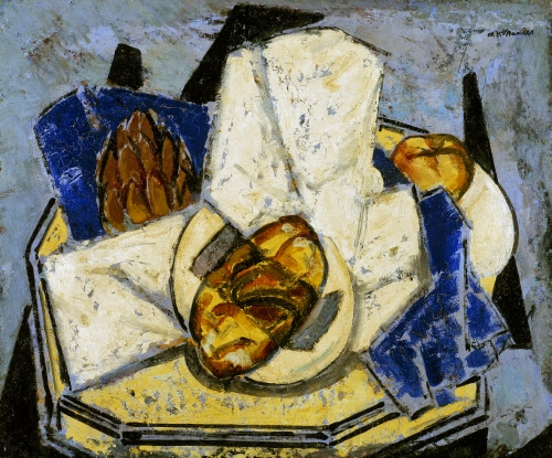 Alfred Maurer (1868–1932, US), Still Life with Artichoke and Bread, ca. 1929–1930.