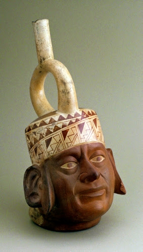Ancient Peru, Portrait Head Vessel, 400–600 CE. 