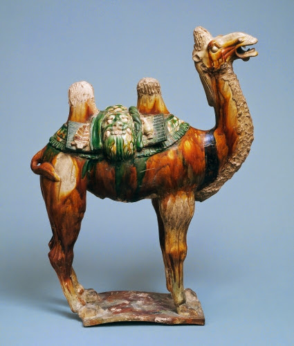 China, Tomb figure of a Bactrian Camel. Earthenware, height: 31 7/8" (81 cm).