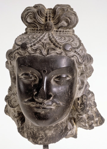 India/Pakistan, Head of a Bodhisattva, from Gandhara, late 100s to early 200s CE. 