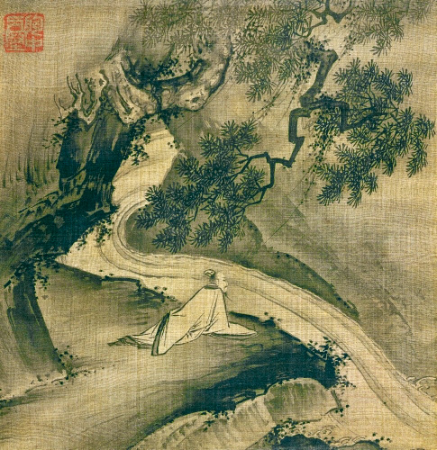 Yi Chŏng (1541–ca. 1622, Korea), Scholar Contemplating a Cascade, 1500s.