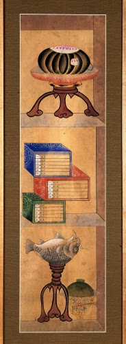 Korea, Bookshelf, panel from a Chaekgado screen, 1850s. 