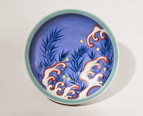 Japan, Bowl with wave and bamboo design, 1700s–mid-1800s. 