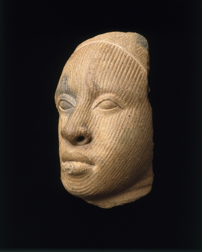 Yoruba People, Nigeria, Fragment of a Head (of an Oni?), from Ife, Osun State, 1100–1500. 