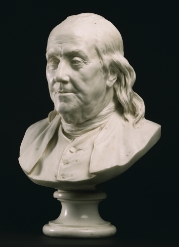 Jean-Antoine Houdon (1741–1828, France), Bust of Benjamin Franklin, 1779. 