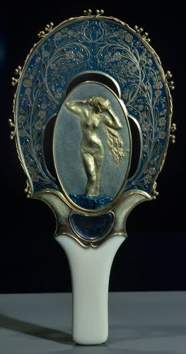 Félix Bracquemond (1833–1914 France), and  Auguste Rodin (1840–1917 France), Hand mirror with relief (Rodin) of Venus Rising from the Seafoam, ca. 1900. 