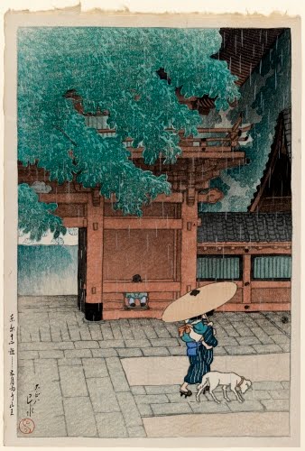 Kawase Hasui (1883–1957), May Rain at Sanno, from the series Twelve Subjects of Tokyo, ca. 1920s. 