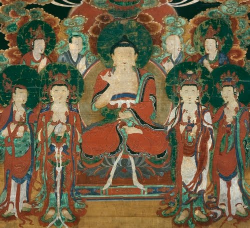 Korea, Amithaba with Six Bodhisattvas and Two Arhats, 1700s.