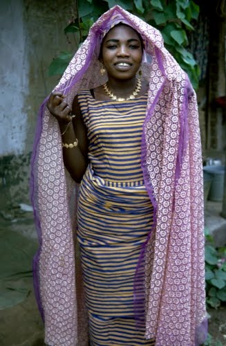 Ghana, Dyula bride wearing Fatia Fata Nkrumah type Kente cloth, 1970. 