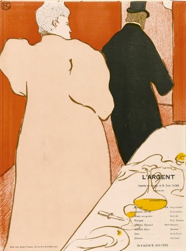 Henri de Toulouse-Lautrec, A Gentleman and a Lady, theater program cover for the play The Money” (L’Argent), at the Théâtre Libré, 1895.