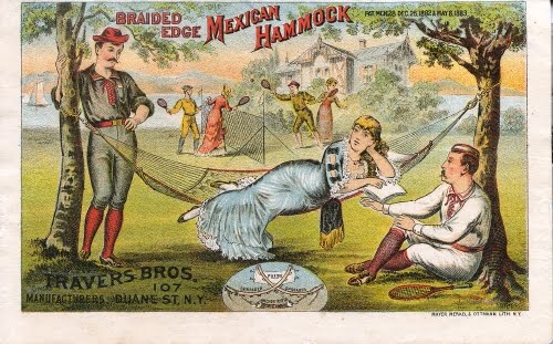 Mayer, Merkel and Ottmann Lithograph Company (1874–1885 New York), Trade card for Braided Edge Mexican Hammock, ca. 1883. 