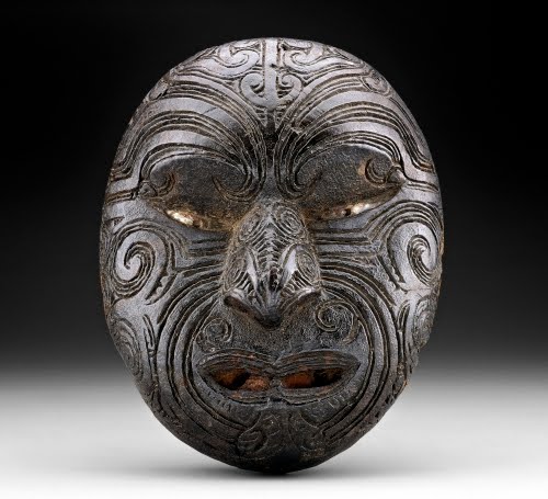 New Zealand, North Island, Maori People, Head, mid-1800s to early 1900s. 