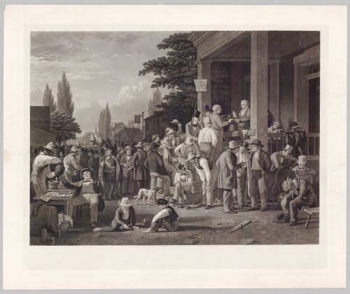 John Sartain (etcher, 1808–1897, born Britain), after George Caleb Bingham (1811–1879, US), The County Election, 1854. 