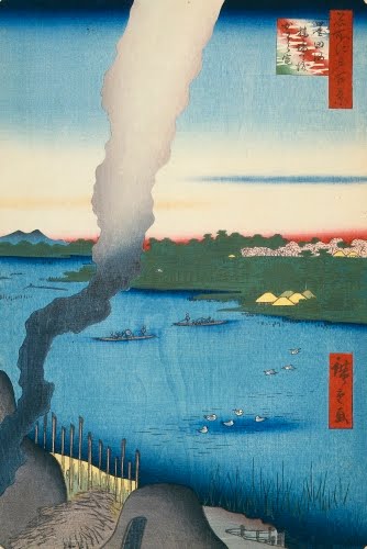  Utagawa Hiroshige I (1797–1858, Japan), The Kilns by the Hashiba Ferry on the Sumida River, print #37 from the series One Hundred Famous Views of Edo, 1857. 