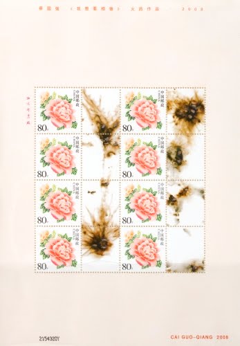 Cai Guo-Qiang (born 1957, China), Peony Postage Stamps, 2008.