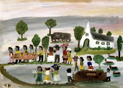 Clementine Hunter (1882–1988), Funeral on the Cane River, ca. 1948. 