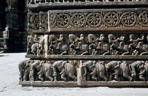 India, Wall base of the Assembly Hall of Prasanna Chennakesava Temple, Somnathapur, completed around 1268.
