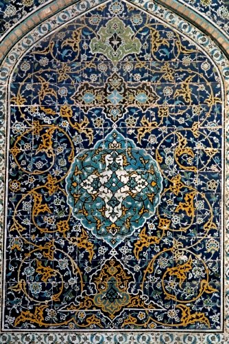 Iran, Glazed wall tile panel from the courtyard of the Imam Mosque, Isfahan, 1612–1666.