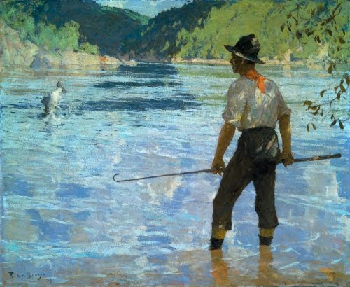 Frank Weston Benson (1862–1951, US), Salmon Fishing, 1927. 