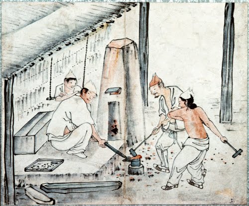 Kim Deuk-sin (1754–1822, Korea), Blacksmiths, leaf from an album of genre scenes. 