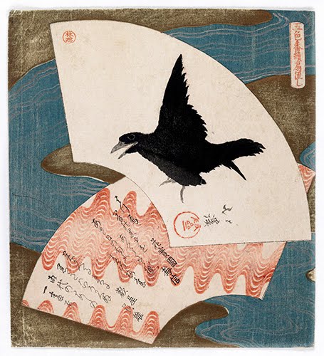  Totoya Hokkei (1780–1850), Black Crow for New Year, surimono from the Five Colors for the Floating Fans series, 1825.